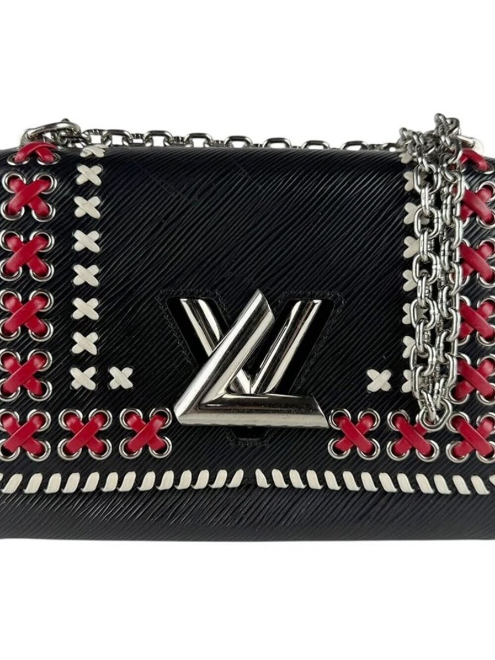 LOUIS VUITTON Epi Twist MM Shoulder Bag Black/Off White/Red
